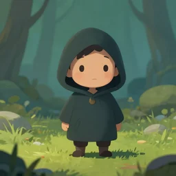 small human in hood, fantasy digital art