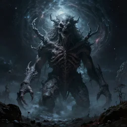 a lovecraftian cosmic horor, deep space, gigantic creature, 8 k