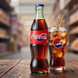 epic advertising photo of an hybrid coca - cola and pepsi bottle