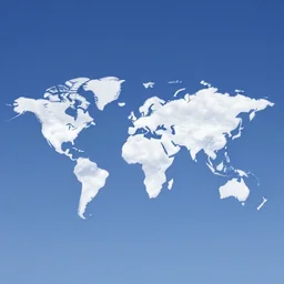 clouds in the shape of the world map
