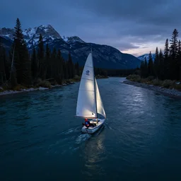go pro photo of sailing in an alberta river at night