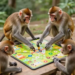 monkeys playing boardgames