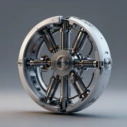 abstract circular mechanical robot with pistons, 3 d render, 8 k, octane render, cycles render, unreal engine