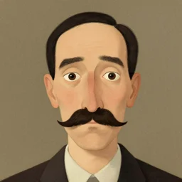 a portrait of a character with a moustache´thulu by Shaun Tan