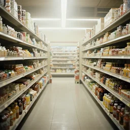 an empty grocery store with lots of fog, 1 9 9 0 s photo