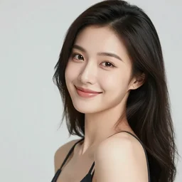 sexy asian girl smiling close up portrait