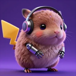 high quality 3 d render neo - cyberpunk very cute half fluffy! wombat!! half cyborg with headphones, mechanical paw, highly detailed, unreal engine cinematic smooth, in the style of detective pikachu, hannah yata charlie immer, neon purple light, low angle, uhd 8 k, sharp focus