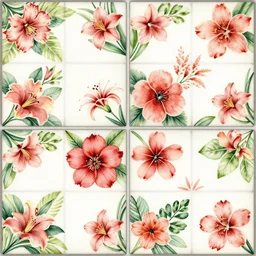 hawaiian floral tileable pattern