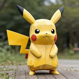 Pikachu Sculpture made out of planks