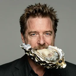 ron perlman's head inside of an oyster