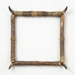 rectangular frame made of horns and sticks on solid white background by by wayne barlowe, peter mohrbacher, kelly mckernan.
