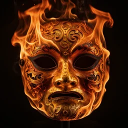 fire, mask texture, black background