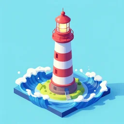 isometric art of a lighthouse in waves, kurzgesagt channel, monument valley, 3 d computer generated art, kurzgesagt, isometric, good lighting