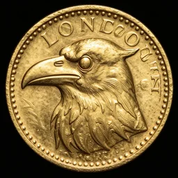 a ancient gold coin depicting a crows head.!!, london mint, very detailed, artstation, full frame, dramatic shading, jonathan pointer, janie penny,