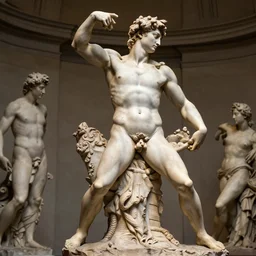 a detailed sculpture of hercules, renaissance style by michelangelo and auguste rodin. volumetric lighting, ultra - hd, unreal engine 5, chaotic background