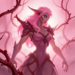 pink on red dead vines and human hybrid, realistic illustration, disney concept art, backlit, intricate, indie studio, fantasy, rim lighting, pastel shades, powerful, emotional, powerful, epic composition, noise, texture,