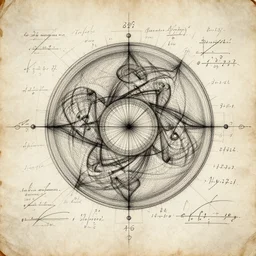 archimedes techical drawing with lots of math and scripples, blueprint of the innerworkings of fractals, lots of numbers and scribbles, leonardo da vinci technical drawing, partchment paper, scientific, ultra realistic, 8 k