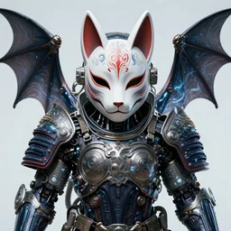 full shot of a beautiful venus monster astronaut defined facial features, intricate abstract. cyberpunk, symmetrical facial features. biomechanics. beautiful intricately detailed japanese crow kitsune mask and dark samurai armor, bio luminescent, bat wings plasma, by ruan jia and artgerm and range murata and wlop and ross tran and william - adolphe bouguereau and beeple. key art. fantasy illustration. award winning, artstation, intricate details, realistic, hyperdetailed, 8 k resolution.