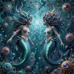 the army of merfolk, ocean, fantasy character portrait made of fractals facing each other, ultra realistic, wide angle, intricate details, the fifth element artifacts, highly detailed by peter mohrbacher, hajime sorayama, wayne barlowe, boris vallejo, aaron horkey, gaston bussiere, craig mullins
