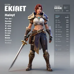 character sheet of Ezra Scarlett as a champion in the game wild rift. 3d render, unreal engine 5, 8k resolution