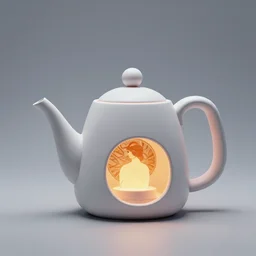 product photo of a futuristic teapot by ikea, minimalistic, by artgerm and greg rutkowski and marc newson and zaha hadid, alphonse mucha, samsung apple webcam, matte glossy materials, neon, three quarter view, volumetric light, detailed, octane render, midsommar