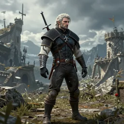 a plane in the style of the witcher 3 game graphic