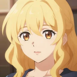 xqc as an anime character, wavy blonde hair, close - up shot, soft back light