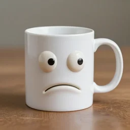 a 3 d mug of an ugly mug on a mug, photorealistic,