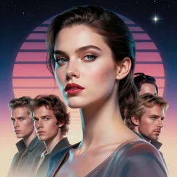 retrofuturistic portrait of a beautiful woman, retro cyberpunk, gradient space graphics in background, close up, quint buchholz, wlop, dan mumford, artgerm, liam brazier, peter mohrbacher, raw, featured on artstation, octane render, cinematic, elegant, intricate, 8 k