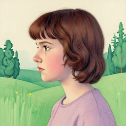 beautiful side portrait of Eleven from Stranger things in a scenic!!! Environment!! by martine johanna, lines ,figurativism!, portrait,