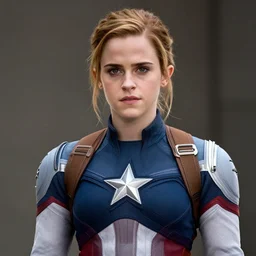emma watson as captain america, hyper realistic