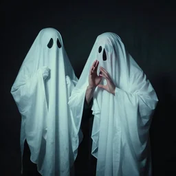 man dressed as ghost scared by real ghost