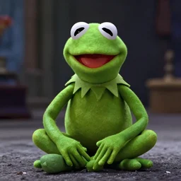 Kermit the frog in a scene from the film The Matrix