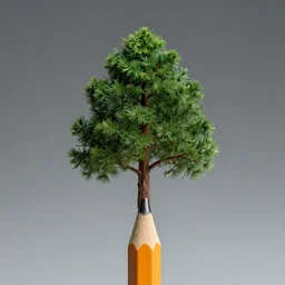 a pencil that is actually a literal tree, studio lighting, macro photography
