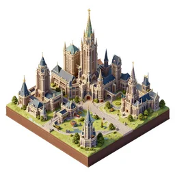 Isometric angle  photo of a fantasy city diorama.