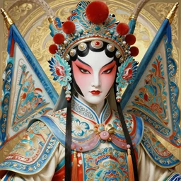portrait of a chinese cyberpunk machine, machine face, arms, upper half portrait, decorated with chinese opera motifs, regal, asian, fine china, wuxia, traditional chinese art intricate intense elegant 京 剧 highly detailed digital painting artstation concept art smooth sharp focus illustration, art by artgerm and greg rutkowski alphonse mucha 8 k