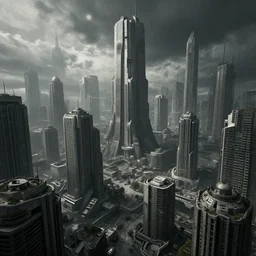 futuristic dystopian totalitarian regime concrete megacity, depressing, artstation