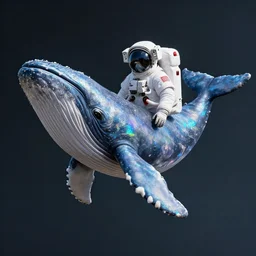 astronaut suit in the shape of a whale, realistic extremely detailed photo style painting, granular detail, holographic krypton ion, octane render, 4 k, f 3 2, 5 5 mm photography, wide angle