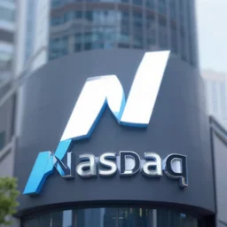 logo for ai build, futuristic, sharp, clean, nasdaq