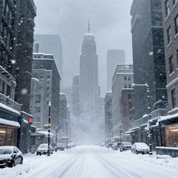 snowstorm in a city, digital art, synthwave, artstation, detailed, high quality