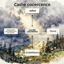 watercolor painting of the concept of cache coherence