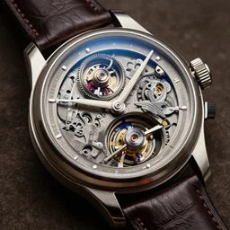 a steampunk tourbillon watch, extremely detailed, highly intricate, product photography