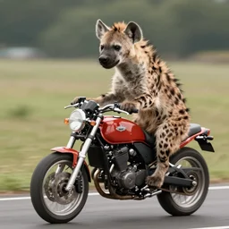 a hyena riding a motorcycle