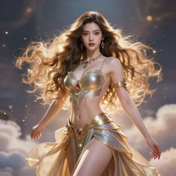 a beautiful female goddess of the reagge music character, character is in all its glory, character is in her natural relaxed pose, rim lights, particles and dust in the air, fancy clouds, highly detailed professional photo, dynamic lights, particles are flying, depth of field, trending on artstation, professional illustration, hyper realistic, vray caustics, super detailed, colorful accents, cinematic shot