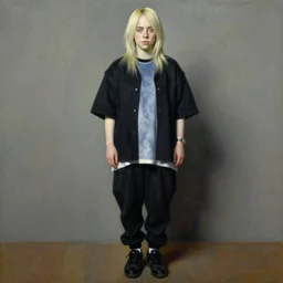norman rockwell painting of billie eilish full body, award winning painting, ultra detailed high quality