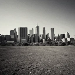 a photo of a city without the earth's atmosphere. taken by a human from the ground.