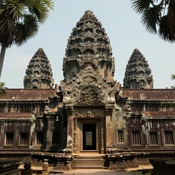 a futuristic steam punk angkor thom, photorealistic