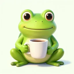 a frog holding a coffee mug, digital art, smooth, logo