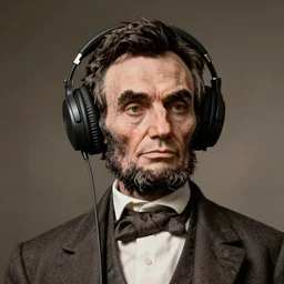 abraham lincoln wearing headphones