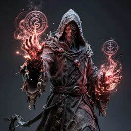 a necromancer pulsing with necrotic energy, art by stevan dohanos, power auras, sigils, tattered cloth robes, substance 3 d painter, pbr textures, physical based rendering, cinematic, hyper realism, high detail, octane render, unreal engine, 8 k, smooth gradients, high contrast, depth of field, aperture f 2.